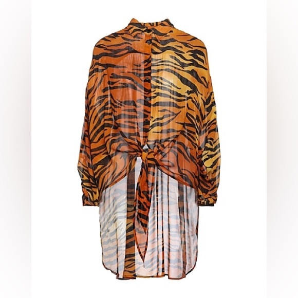 ANIYE BY MADE IN ITALY 100% Viscose zebra stripes classic neckline button up - Picture 4 of 14